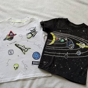 Two Carter's brand space themed t-shirts